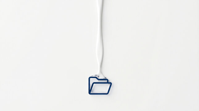 Minimalist 3D Cloud Data Folder Icon with White Liquid Flow on White Background