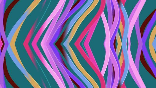 Vibrant abstract pattern with colorful wavy lines on teal background