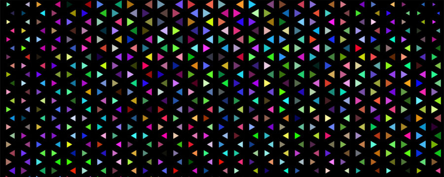 many geometric shapes like circles squares triangles rhombuses, rings on black on a matrix of 32x32 cells for a total of 1024 symbols