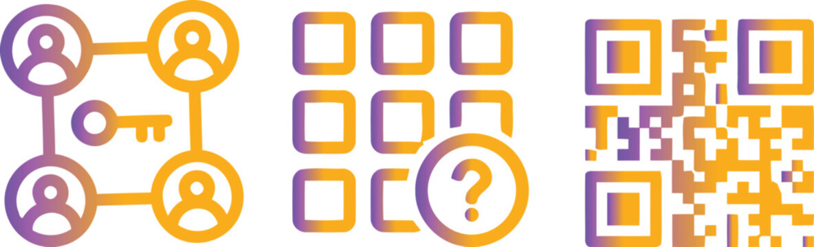 Gradient vector icons network options and qr code design elements