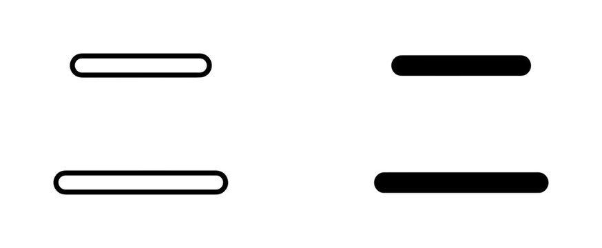 Horizontal Line Icons, Simple Dash Symbols, Black and White Minimalist Design Elements