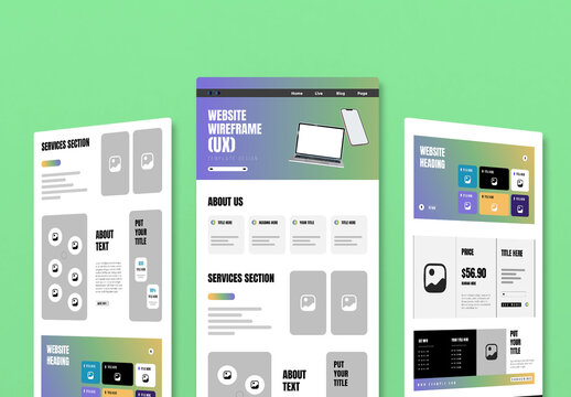 UX Website Wireframe Template for UI Design Projects