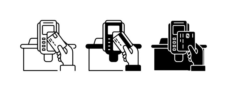 Payment Terminal Icons, Credit Card Transaction, Contactless Payment, POS Machine