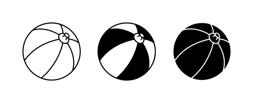 Beach Ball Icons: Outline, Two-Tone, Silhouette, Summer Fun Vector Graphics