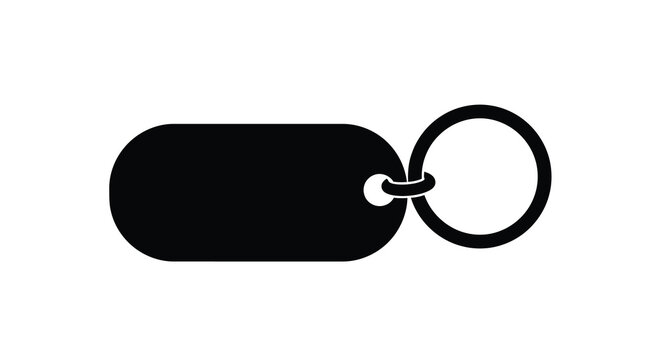 Dog tag with key ring black silhouette