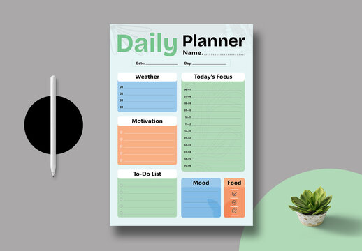 Daily Planner Design Template Layout