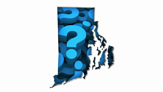 Rhode Island RI State Map Question Marks Ask FAQs Best Place Location 3d Animation