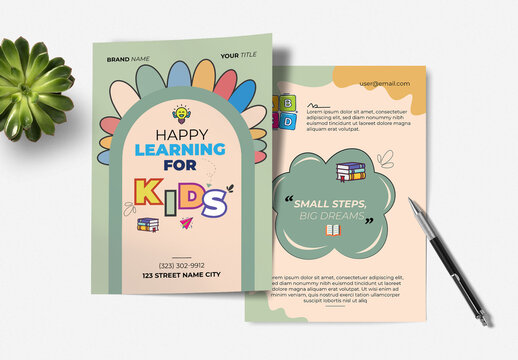 Kids Learning Education Flyer Template Design
