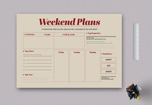 Weekend Plans Template Layout