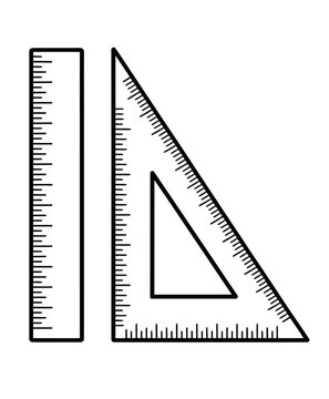 Set of drafting triangles and ruler illustration