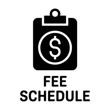 Fee schedule vector with dollar coin icon