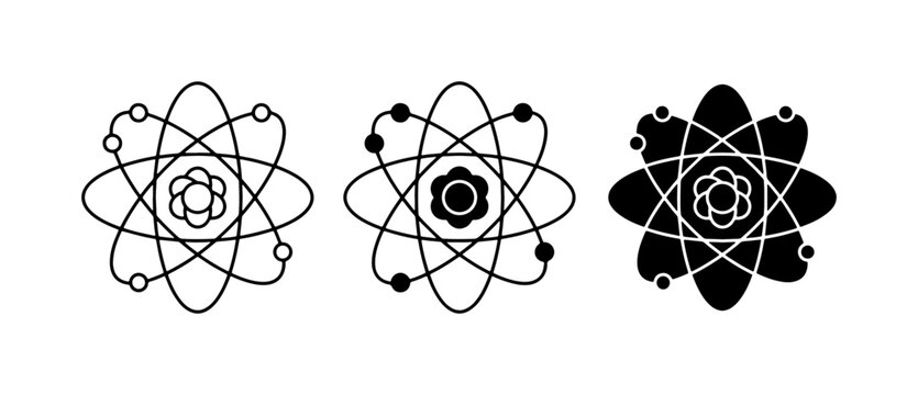 Atom Icons, Science Symbols, Atomic Structure, Physics, Chemistry, Research, Technology, Education