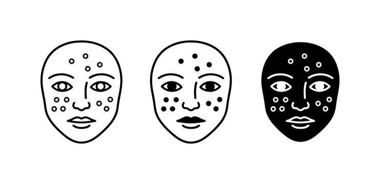 Acne Face Icons, Skin Blemishes Vector Set, Pimple Spots Medical Graphics
