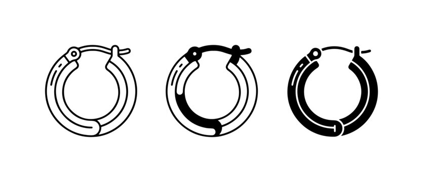 Hoop Earrings, Jewelry Icons, Classic Accessories, Fashion Elements, Vector Set