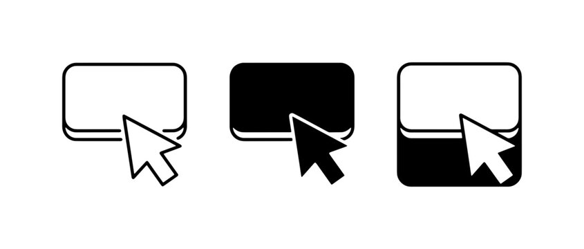 Click cursor icons, digital interface elements, web design buttons, user interaction symbols