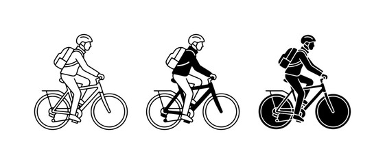Obraz premium Cyclist Icons, Bicycle Rider Silhouettes, Vector Set for Urban Commute and Sport