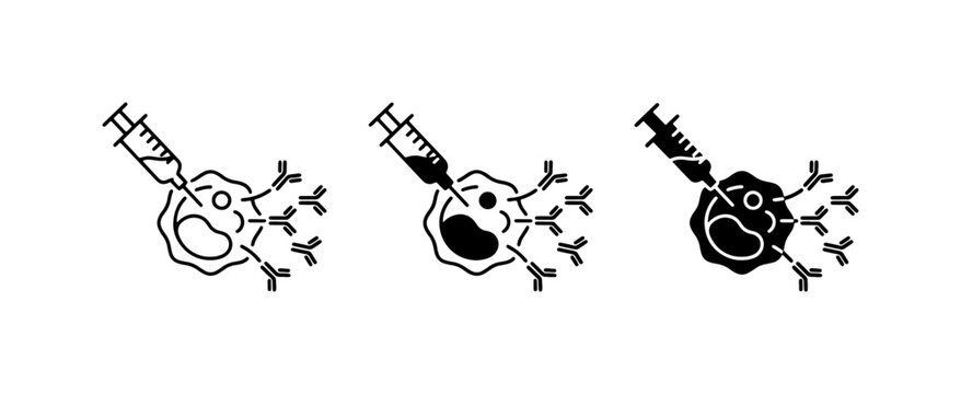Immune Cell Therapy, Syringe Injection, Antibody Treatment, Medical Science Icons