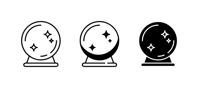 Crystal Ball Icons, Fortune Telling Orb Graphics, Future Prediction Symbols, Set of 3