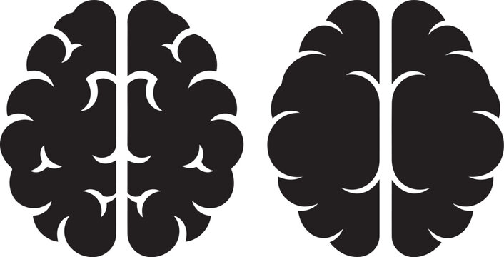 Brain balance silhouette, cognitive wellness concept