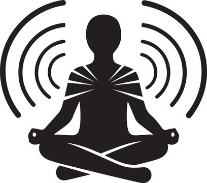 Meditation posture silhouette, mindfulness and balance concept