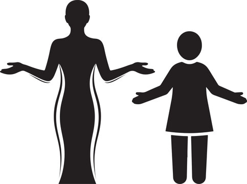 Family support silhouette, guidance and care concept