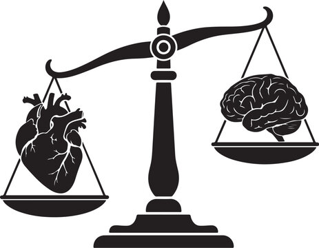 Mind and heart equilibrium silhouette, well-being harmony concept