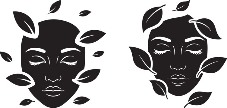 Natural harmony faces silhouette, emotional unity concept