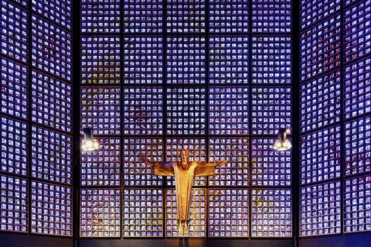 Altar room with resurrection Christ, Kaiser Wilhelm Memorial Church, Kurf&uuml;rstendamm, Charlottenburg, Berlin, Germany