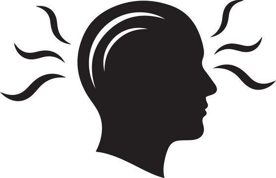 Calm mind profile with flow lines silhouette, relaxation concept