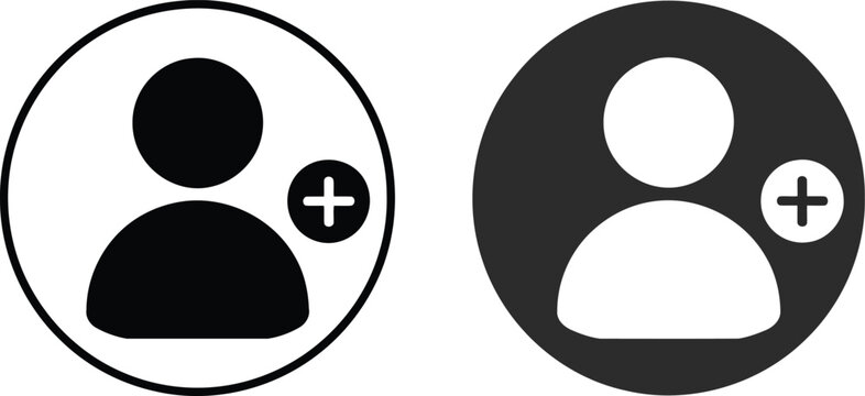 User icon with plus symbol silhouette register vector illustration.