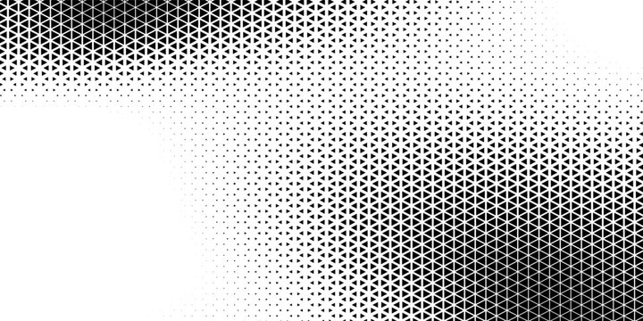 Abstract geometric black and white deco art halftone hexagone  and triangle print pattern. Vector eps 10