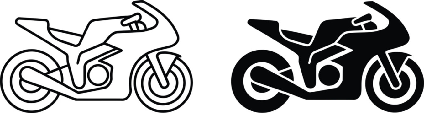 Motorcycle icons sportbike silhouette motorcycle vector illustration.