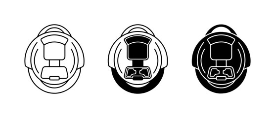 Electric Unicycle Icons, Personal Mobility Transport Vector Graphics, Modern Transportation Symbols © Rahat