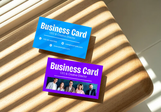 Modern Business Card Mockup with Sunlight Shadow