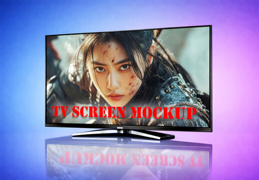 Modern TV Screen Mockup with Cinematic Display