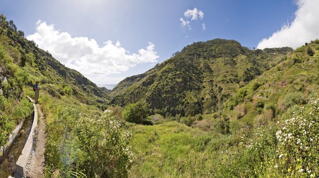 View of the Lombo das Tercas Valley from the Levada Moinho, Madeira, Portugal