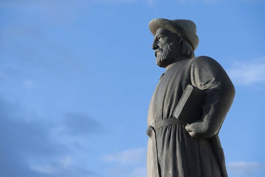 Monument by the Norwegian sculptor Gustav Vigeland to Snorri Sturluson, famous Icelandic scald, historian and politician (1179-1241), Reykholt, Reykholtsdalur, IslandSurtshellir and Stef&aacute;nshellir