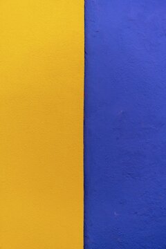 Orange and blue wall, colorful house wall, colorful facade, Burano Island, Venice, Veneto, Italy