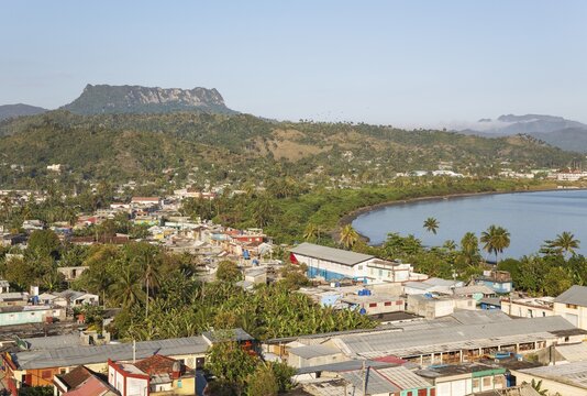 View of the outskirts of Baracoa and the El Yunque mountain, Baracoa, Cuba