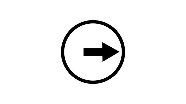 Black Arrow Pointing Right Inside a Circle on White Background: