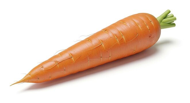 Fresh whole orange carrot isolated on white background.