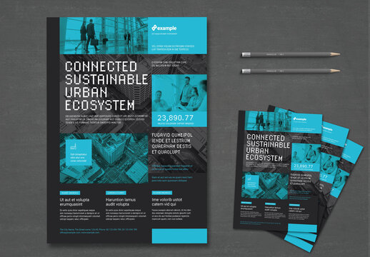 Graphite Flyer with Cyan Elements for Urban and Tech Style