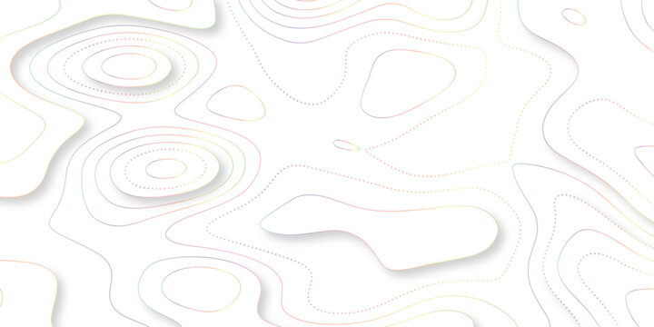 Abstract wavy line 3d paper cut white background with shadows. Abstract realistic papercut decoration textured with wavy layers. Topographic contour lines vector map seamless pattern vector.