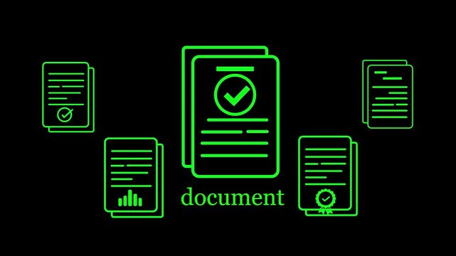 Businessman checking digital documents for online document management, validation process, file processing, and organization of electronic document files.