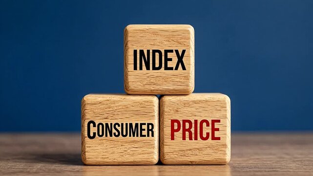 Wooden blocks with index consumer price text ideal for sleek commercial backgrounds and title sequences