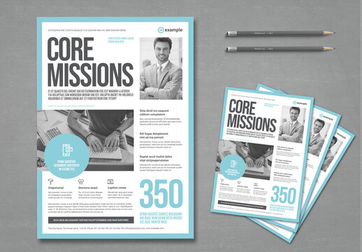 Light Themed Professional Business Flyer with Pale Blue and Gey Elements