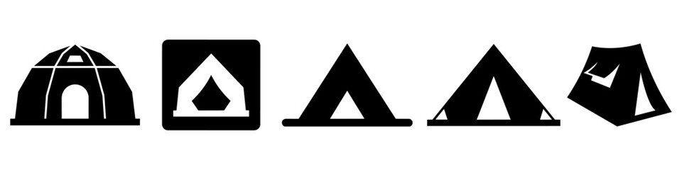 Camping tent icon set with various shelter and outdoor designs © Rani