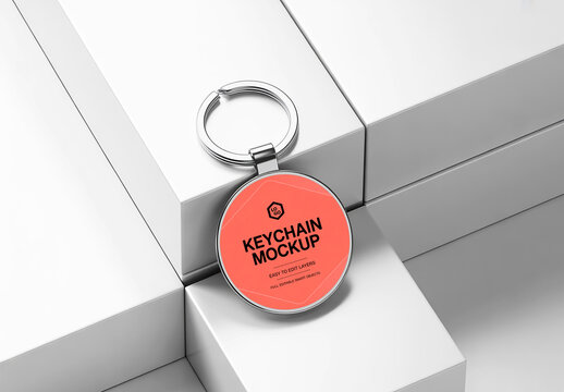 Modern Metal Key Ring Mockup