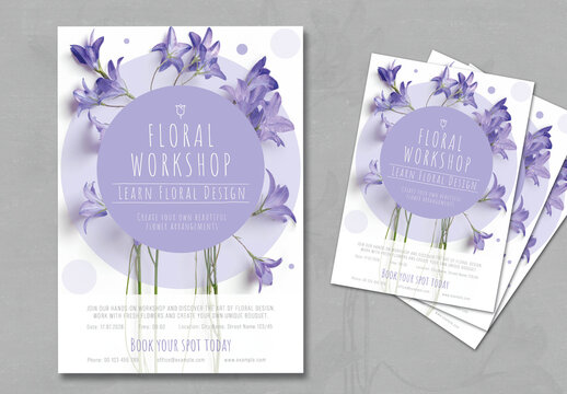 Delicate Flyer Design for Floral Themed Ads with Lavender Elements
