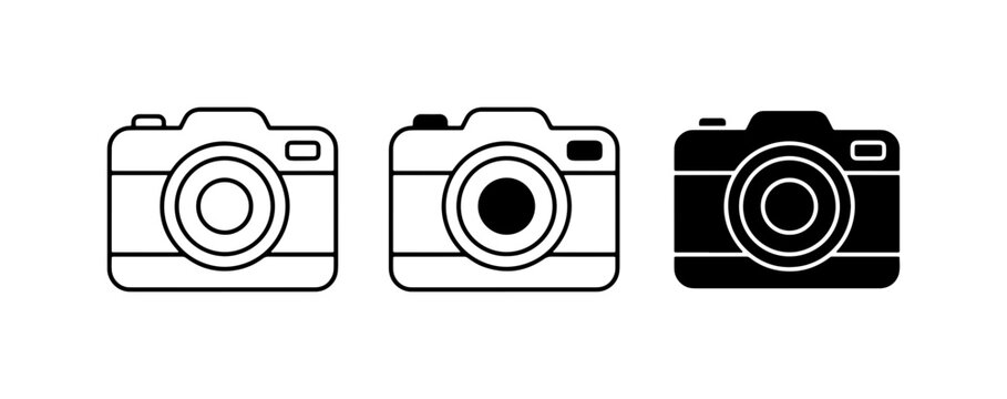 Camera Icons Set, Photography Symbols, Digital Camera Graphics, Vector Art